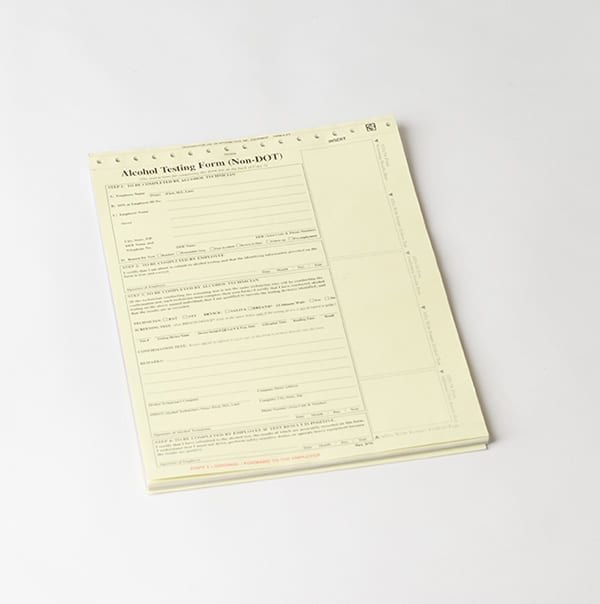 Non DOT alcohol testing form