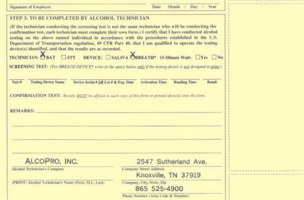 Imprinted Non-DOT <br/>Alcohol Test Form - Image 2